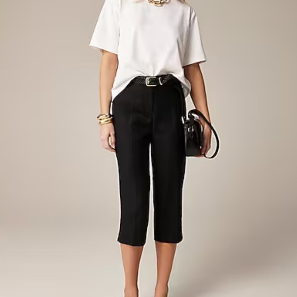 J. Crew Black Capri Pants Linen Blend Size 6 Tall